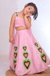 Turqidz by Shweta Aggarwal_Pink Dupion Silk Embroidered Heart Applique Bustier And Lehenga Set _Online_at_Aza_Fashions