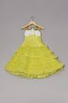 Buy_Turqidz by Shweta Aggarwal_Yellow Dupion Silk Embroidered 3d Applique Yoke Tiered Dress _Online_at_Aza_Fashions