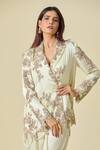 Anamika Khanna_Ivory Silk Embroidery, Zari Floral Zardozi Blazer And Pant Set_Online_at_Aza_Fashions