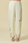 Buy_Anamika Khanna_Ivory Silk Embroidery, Zari Floral Zardozi Blazer And Pant Set_Online_at_Aza_Fashions