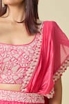 Buy_PUNIT BALANA_Pink Embroidery Abstract Scoop Neck Masoom Pre-draped Saree With Blouse _Online_at_Aza_Fashions