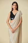 Shop_Shweta Kapoor_Gold Plain Metallic Pre-draped Saree _Online_at_Aza_Fashions