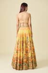 Shop_Kalista_Yellow Sequins, Beads, Embroidery Sweetheart Floral Chevron Print Lehenga Set _at_Aza_Fashions