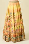 Kalista_Yellow Sequins, Beads, Embroidery Sweetheart Floral Chevron Print Lehenga Set _at_Aza_Fashions