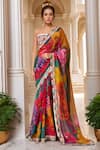 Buy_Torani_Multi Color Print Floral Blossom Saree And Blouse Set _at_Aza_Fashions