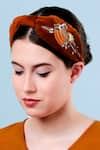 Buy_Moyolu_Brown Embroidery Horse Motif Headband _at_Aza_Fashions