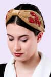 Buy_Moyolu_Brown Embroidery Scorpio Motif Headband _at_Aza_Fashions