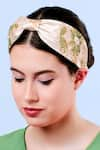 Buy_Moyolu_Brown Embroidery Floral Bloom Headband _at_Aza_Fashions