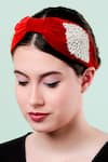 Buy_Moyolu_Red Embroidery Floral Cluster Headband _at_Aza_Fashions