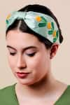 Buy_Moyolu_Blue Embroidery Sunflower Headband _at_Aza_Fashions