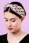 Buy_Moyolu_Multi Color Embroidery Beads Headband _at_Aza_Fashions