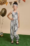 Buy_LIL DRAMA_Black Printed Poplin Leopard Gaze Jumpsuit With Hairband _at_Aza_Fashions