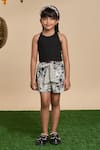 Buy_LIL DRAMA_Black Printed Poplin Leopard Solid Halter Neck Top And Shorts Set _at_Aza_Fashions