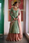 Buy_Vashisht Guru Dutt_Green Woven Chanderi Embroidery Resham Scoop Blossom Anarkali And Sharara Set _at_Aza_Fashions