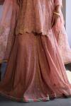 Vashisht Guru Dutt_Pink Handloom Tissue Chanderi Embroidery Resham Bahar Kurta And Sharara Set _Online_at_Aza_Fashions