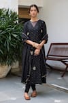 Buy_Vashisht Guru Dutt_Black Woven Chanderi Embroidery Dori Round Neck Mughal Crest Kurta Set _at_Aza_Fashions