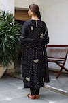 Shop_Vashisht Guru Dutt_Black Woven Chanderi Embroidery Dori Round Neck Mughal Crest Kurta Set _at_Aza_Fashions