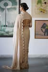 Shop_Vashisht Guru Dutt_Brown Silk Georgette Embroidery Bloom Cutwork Border Saree With Blouse _at_Aza_Fashions