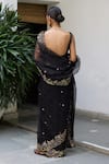 Shop_Vashisht Guru Dutt_Black Silk Organza Embroidery Zardozi Blossom Border Saree With Blouse _at_Aza_Fashions