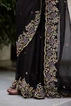 Shop_Vashisht Guru Dutt_Black Silk Organza Embroidery Zardozi Blossom Border Saree With Blouse _Online_at_Aza_Fashions