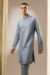 Buy_BUBBER COUTURE_Blue Cotton Silk Embroidery Aari Alvaro Kurta With Pant _Online_at_Aza_Fashions