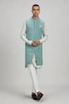 Buy_BUBBER COUTURE_Green Crepe Wool Plain Cielo Sherwani Jacket _Online_at_Aza_Fashions