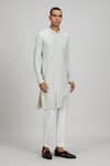 Buy_BUBBER COUTURE_Off White Textured Cotton Print Geometric Cosimo Dashiki Kurta With Pant _Online_at_Aza_Fashions