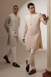 Buy_BUBBER COUTURE_Cream Chaniya Silk Embroidery Stellar Lorenzo Sherwani Jacket _Online_at_Aza_Fashions