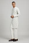 Shop_BUBBER COUTURE_Off White Textured Cotton Print Horse Siena Nerio Kurta With Pant _Online_at_Aza_Fashions