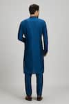 Shop_BUBBER COUTURE_Blue Cotton Silk Plain Paolo Kurta With Pant _at_Aza_Fashions