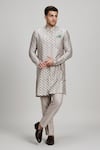 Shop_BUBBER COUTURE_Beige Textured Cotton Print Liberty Rinaldo Layered Kurta With Pant 