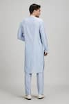 Shop_BUBBER COUTURE_Blue Cotton Silk Plain Taeo Kurta With Pant _at_Aza_Fashions