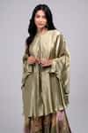 Buy_Kelaayah_Green Chiffon And Modal Printed Palazzo Lark Draped Kaftan With _Online_at_Aza_Fashions