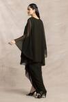 Shop_Kelaayah_Black Chiffon Plain Closed Neck Deneb Short Kaftan With Dhoti Pant _at_Aza_Fashions