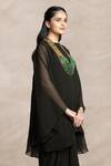 Kelaayah_Black Chiffon Plain Closed Neck Deneb Short Kaftan With Dhoti Pant _Online_at_Aza_Fashions