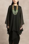 Buy_Kelaayah_Black Chiffon Plain Closed Neck Deneb Short Kaftan With Dhoti Pant _Online_at_Aza_Fashions