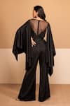 Shop_Kelaayah_Black Imported Satin Embellished Cutdana V-neck Nora Cut-out Jumpsuit _at_Aza_Fashions