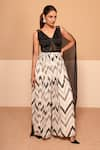 Buy_Kelaayah_Black Chinon Embellished Cutdana V-neck Himari Chevron Print Jumpsuit _at_Aza_Fashions