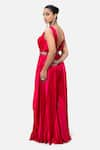 Shop_Kelaayah_Pink Satin Chiffon Embellished Nalki V-neck Ember Pleated Solid Gown _at_Aza_Fashions