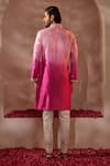 Shop_Shreyansh Designs_Fuchsia Padma Silk Embroidery Glass Bead Nakul Kurta Set _at_Aza_Fashions