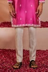 Shop_Shreyansh Designs_Fuchsia Padma Silk Embroidery Glass Bead Nakul Kurta Set _Online_at_Aza_Fashions