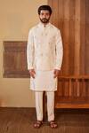 Buy_Shreyansh Designs_White Dupion Silk Embroidery Glass Bead Sarvang Bird Bundi And Kurta Set _at_Aza_Fashions