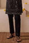 Shreyansh Designs_Black Padma Silk Embroidery Sequin Kalp Work Kurta Set _Online_at_Aza_Fashions