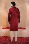 Shop_Shreyansh Designs_Maroon Padma Silk Embroidery Thread Abyuday Kurta Set _at_Aza_Fashions