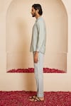 Shop_Shreyansh Designs_Blue Cotton Silk Solid Ishin Shirt Style Kurta With Pant _Online_at_Aza_Fashions