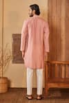 Shop_Shreyansh Designs_Pink Cotton Silk Embroidery Pearl And Sequin Kurta Set _at_Aza_Fashions