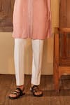 Buy_Shreyansh Designs_Pink Cotton Silk Embroidery Pearl Manan And Sequin Embellished Kurta & Pant _Online_at_Aza_Fashions