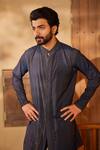 Buy_Shreyansh Designs_Blue Cotton Silk Embroidery Pearl Sahadev And Sequin Embellished Kurta & Pant _Online_at_Aza_Fashions