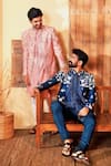 Buy_Shreyansh Designs_Blue Dupion Silk Embroidery Dabka Sarvang Bloom Jacket And Kurta Set 