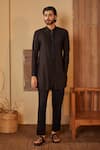 Buy_Shreyansh Designs_Black Cotton Silk Embroidery Cutdana Nayan Embellished Kurta And Pant _at_Aza_Fashions